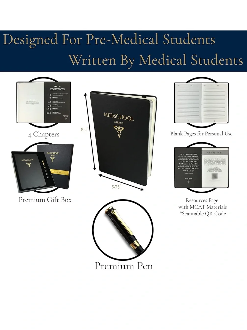 MedSchool Dreams Pre-Med Planner Gift Set w/ Pen NEW